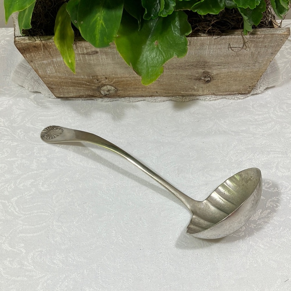 Antique Solid Silver Gravy Ladle by WA Rogers and Son